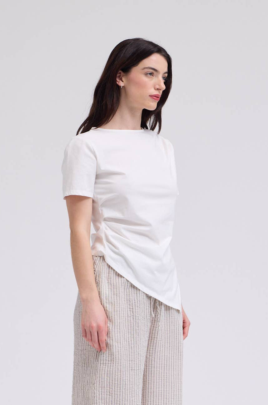 White Asymmetric Cotton Jersey Top