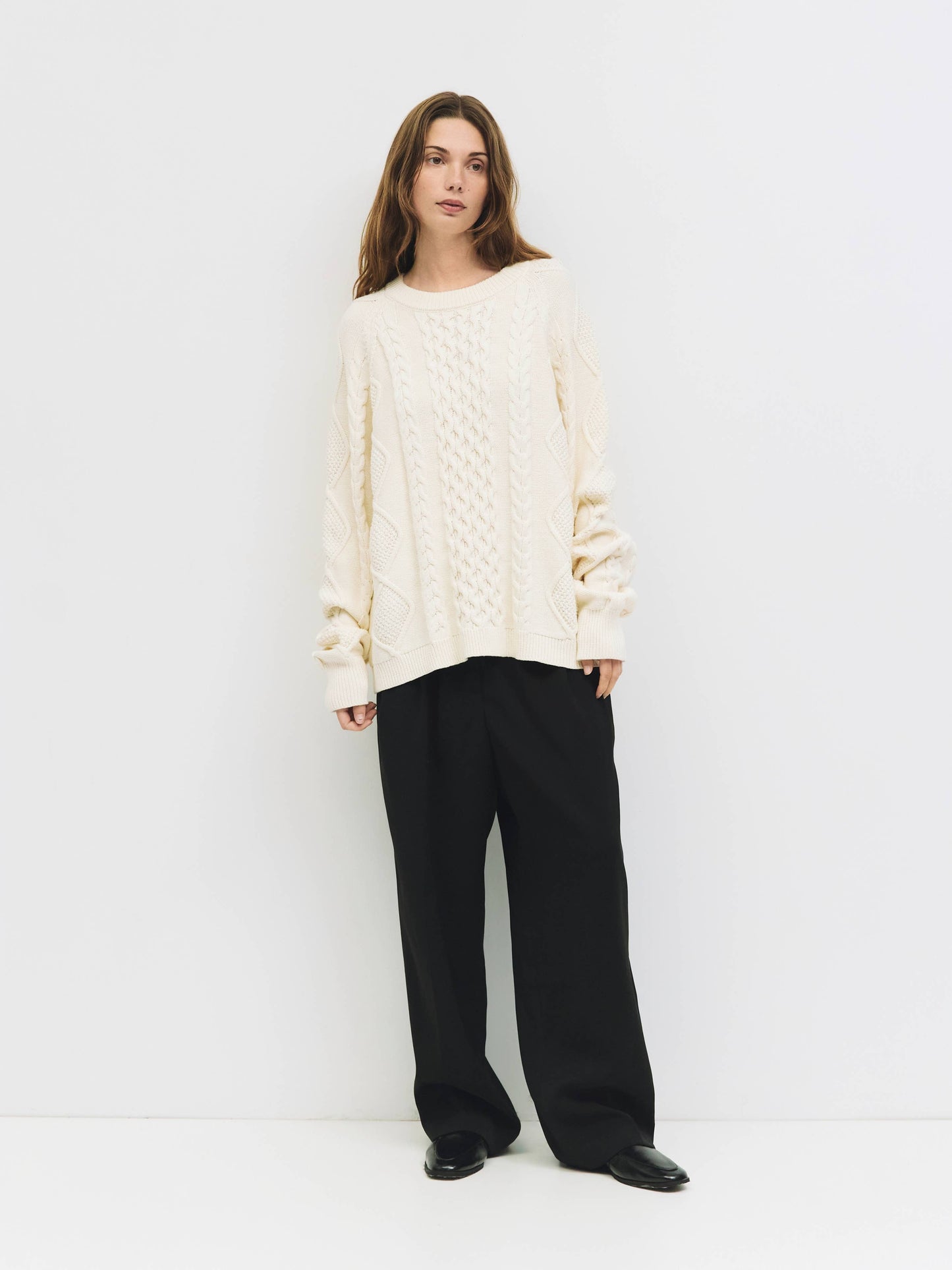 Cotton Cable Knit Pullover Sweater