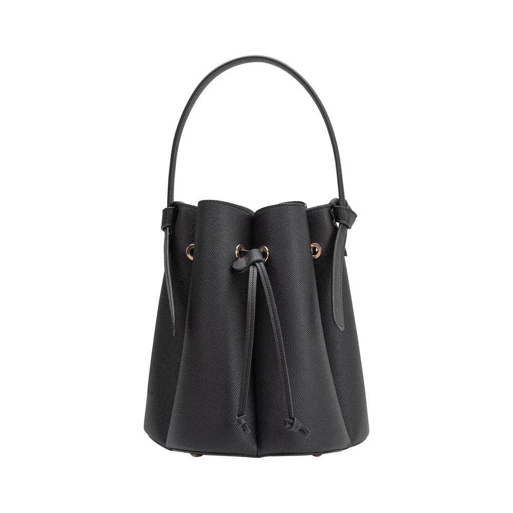Black Laguna Pleated Top Handle Bag