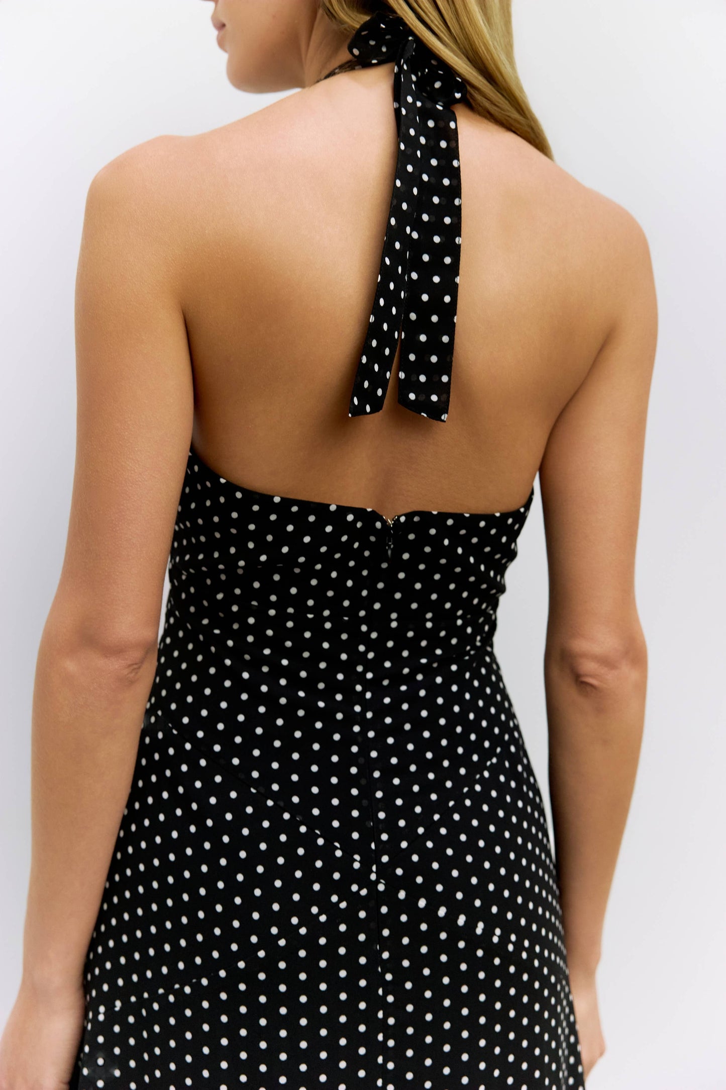 Polka Dot Halter Midi Dress