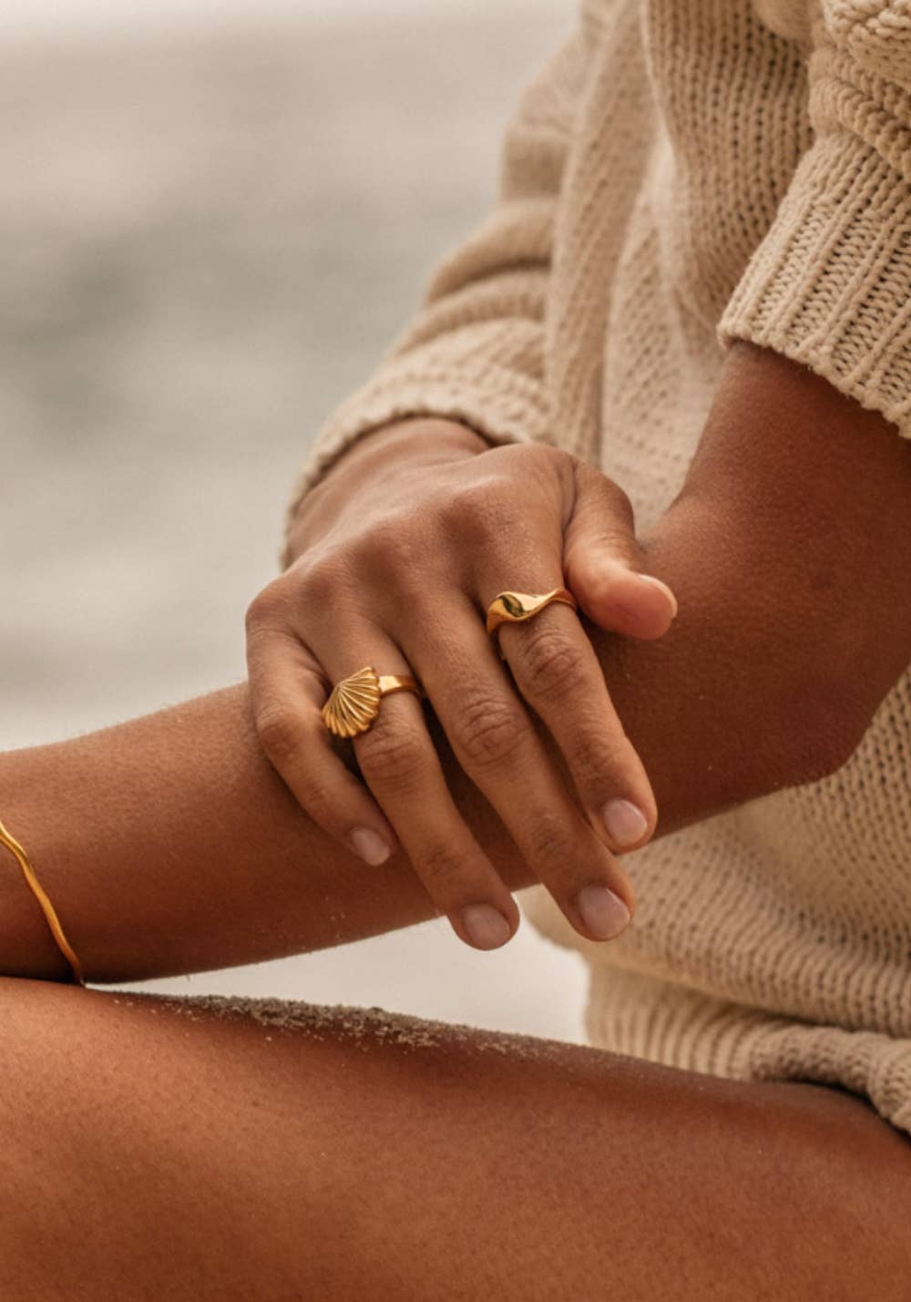 Gold Organic Wavy Statement Ring