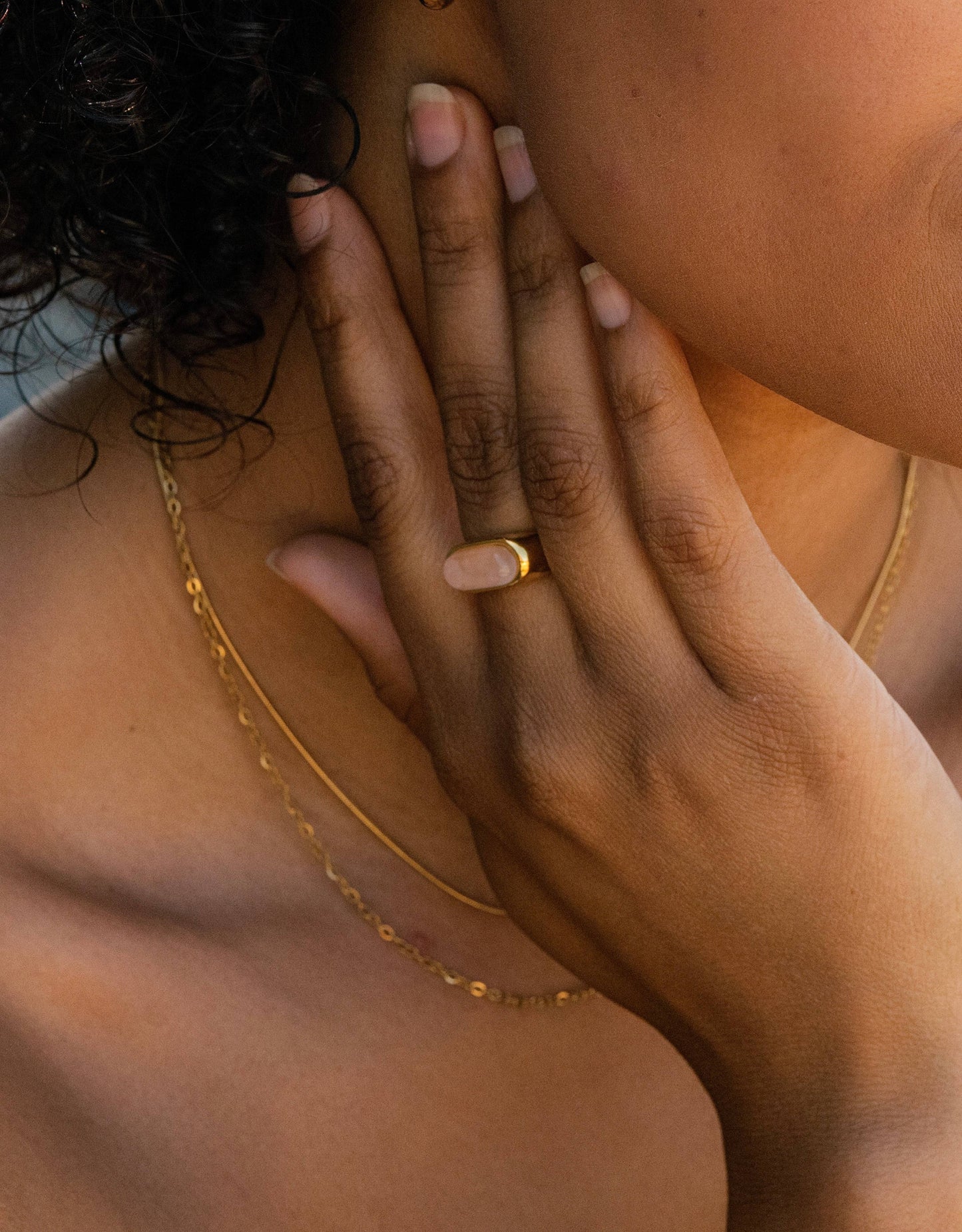 Gold Rose Quartz Chunky Statement Ring