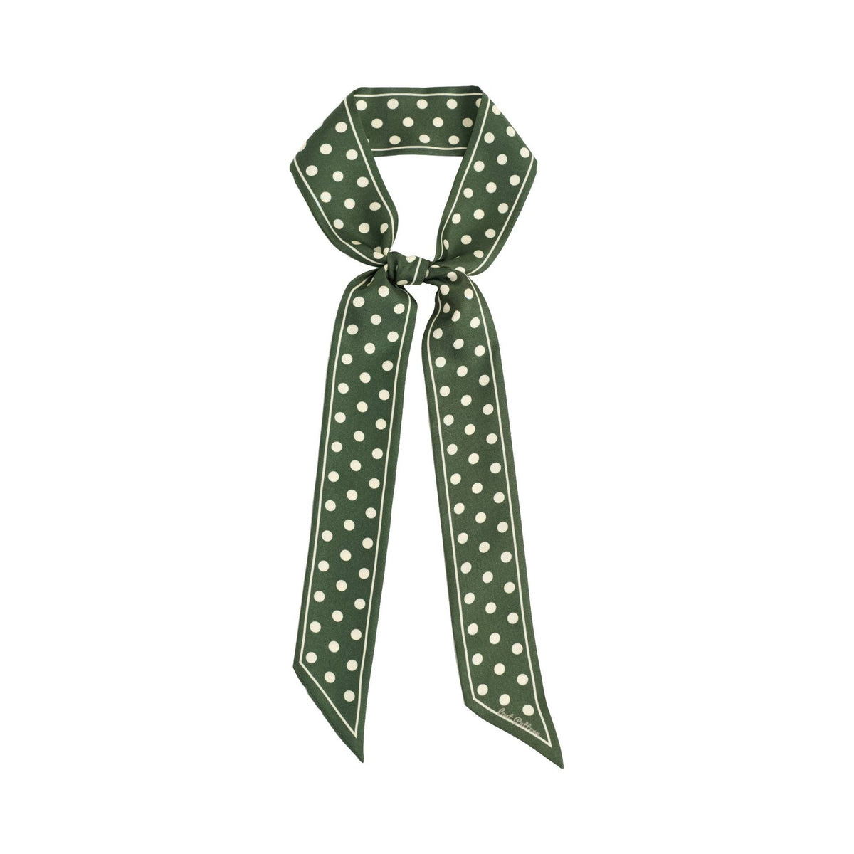 Green Polka Dot Silk Slim Scarf