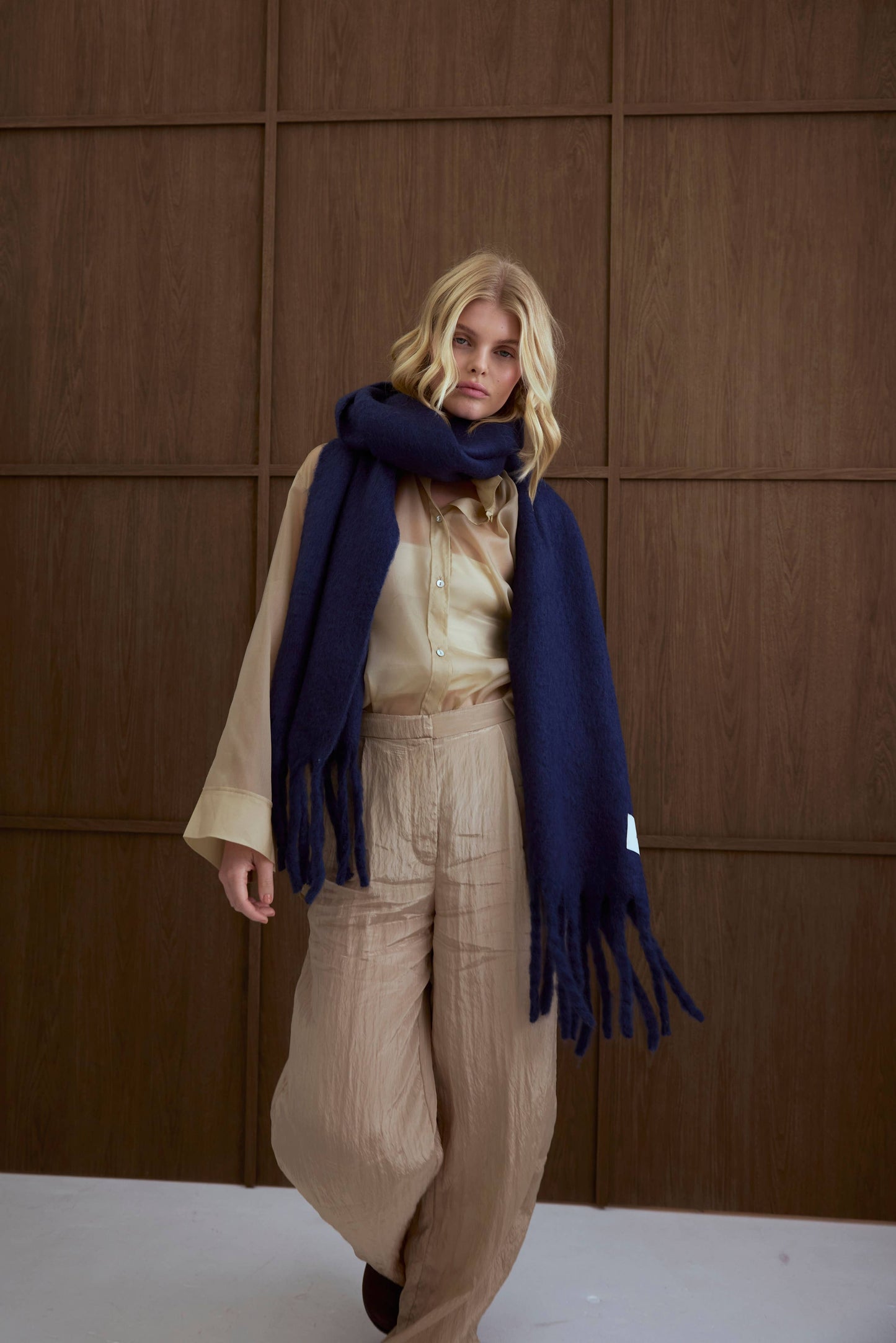 Midnight Blue Brushed Oversized Scarf