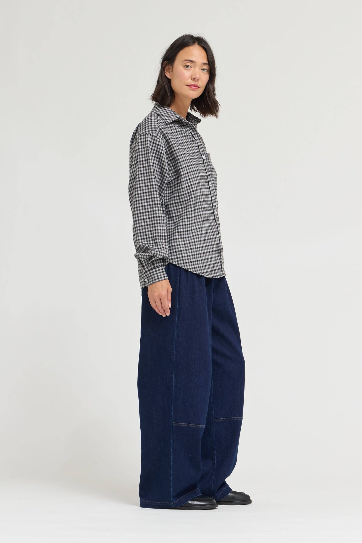 Black Checkered Flannel Button-Down Shirt