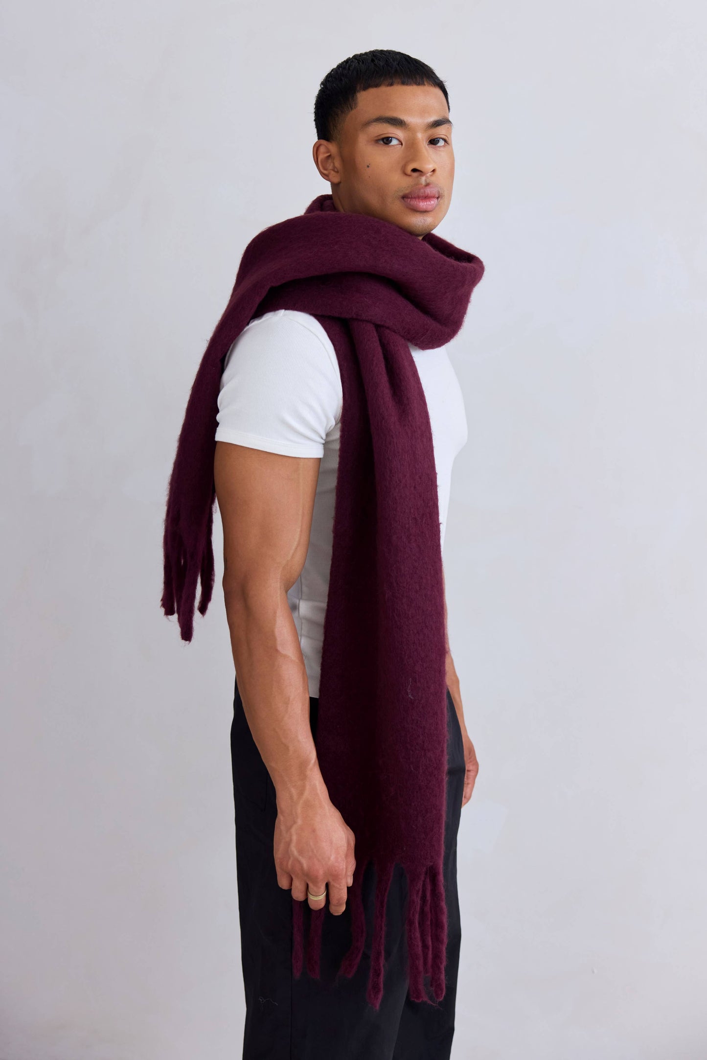 Deep Plum Brushed Recycled Scarf