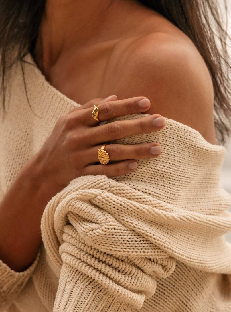 Gold Organic Wavy Statement Ring