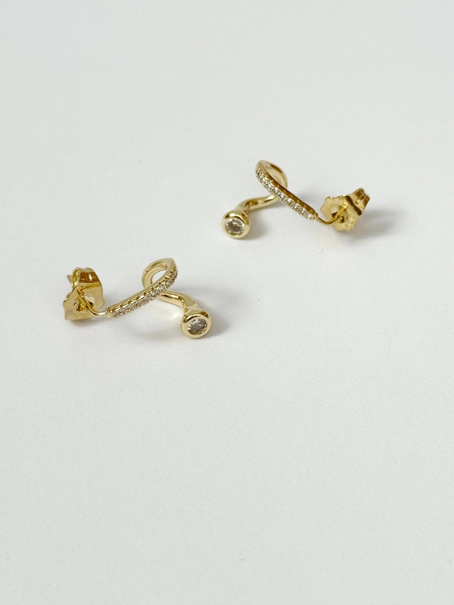 Gold Filled CZ Twist Stud Earrings 