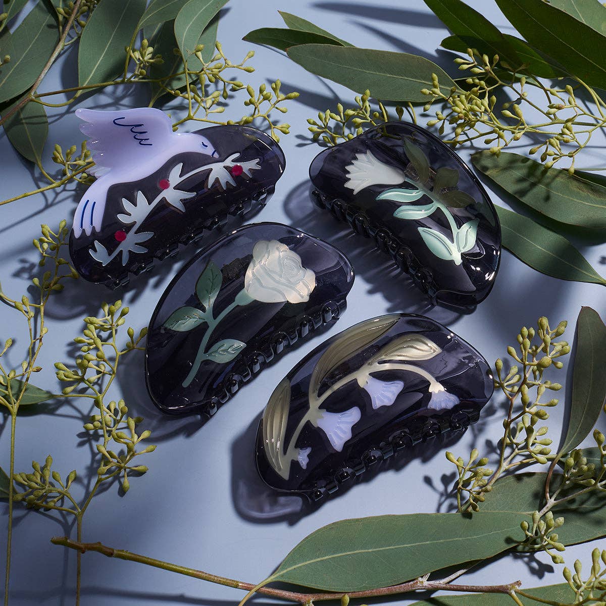 Black Belladonna Floral Hair Claw