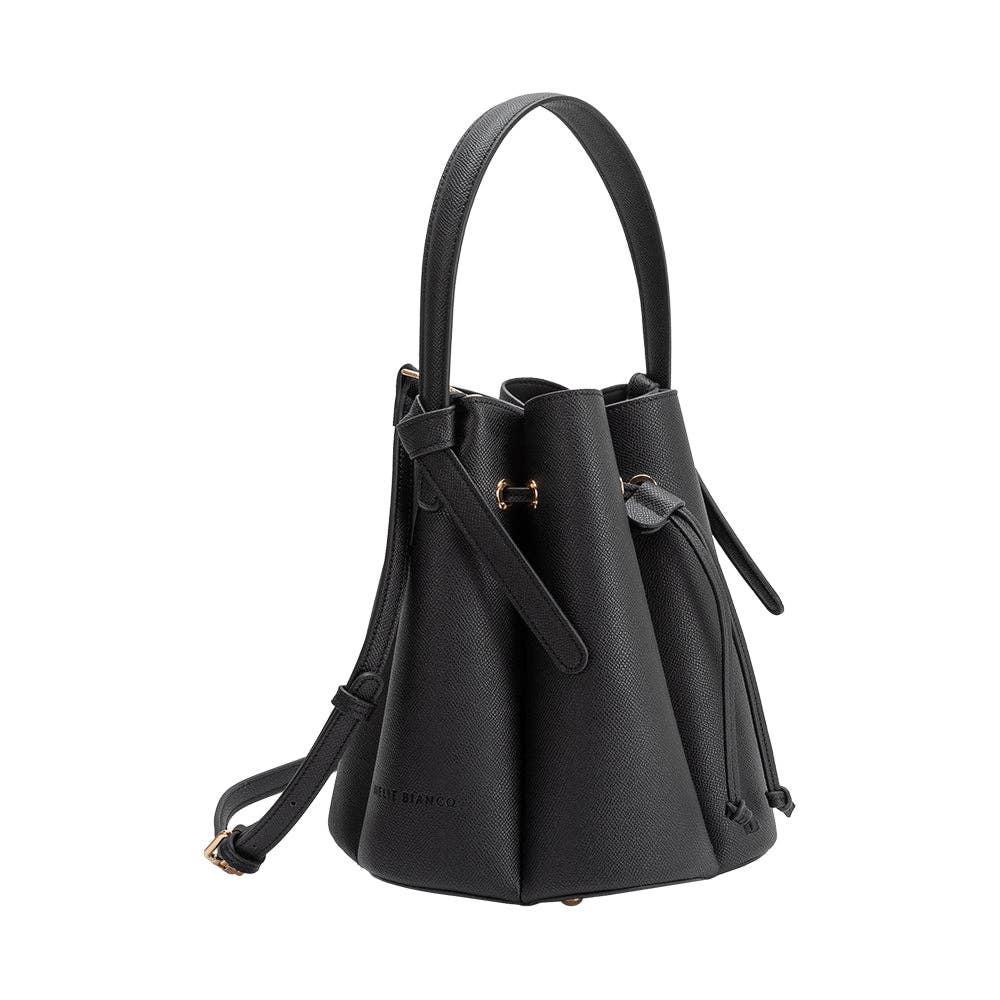 Black Laguna Pleated Top Handle Bag