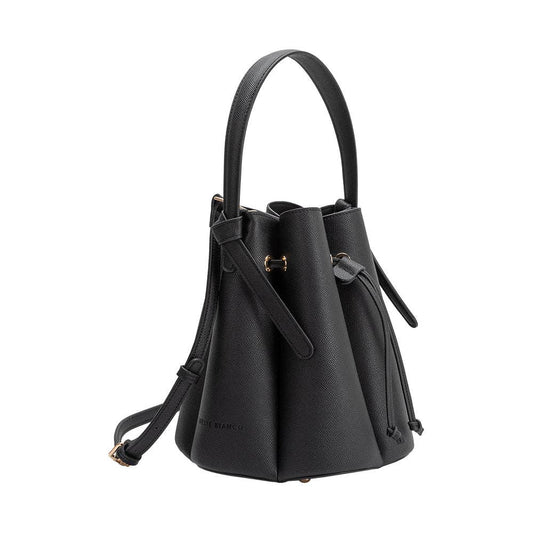 Black Laguna Pleated Top Handle Bag