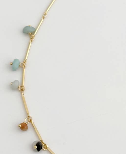 Gold Filled Amazonite Stone Link Chain Necklace