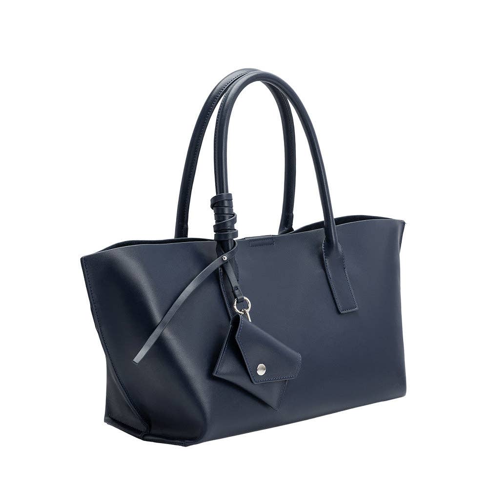 Deep Blue Astrid Vegan Leather Tote Bag