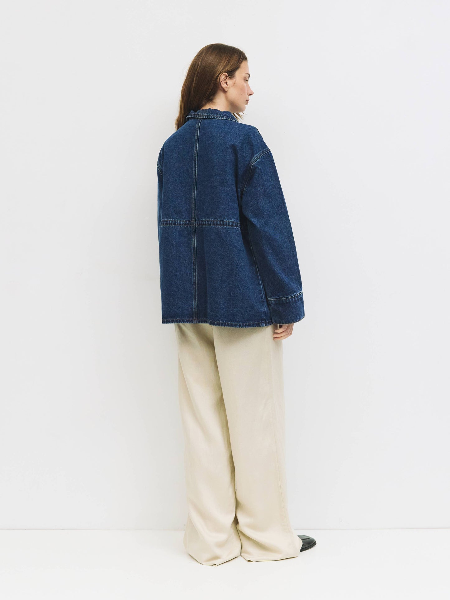 Denim Drawstring Chore Jacket