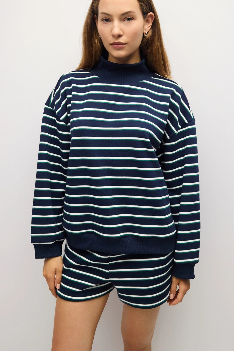 Striped Funnel Neck Fleece