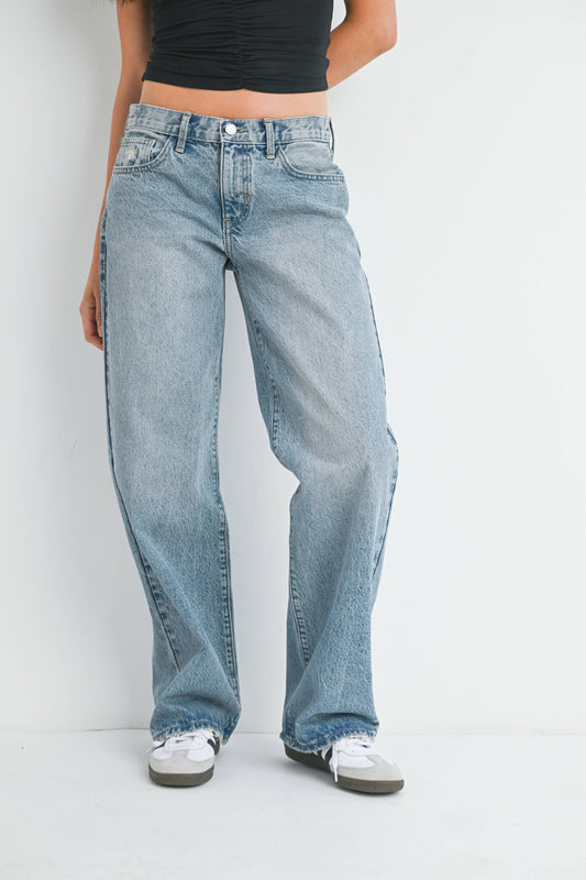 Light Wash Low Rise Slouch Jean - 100% Cotton