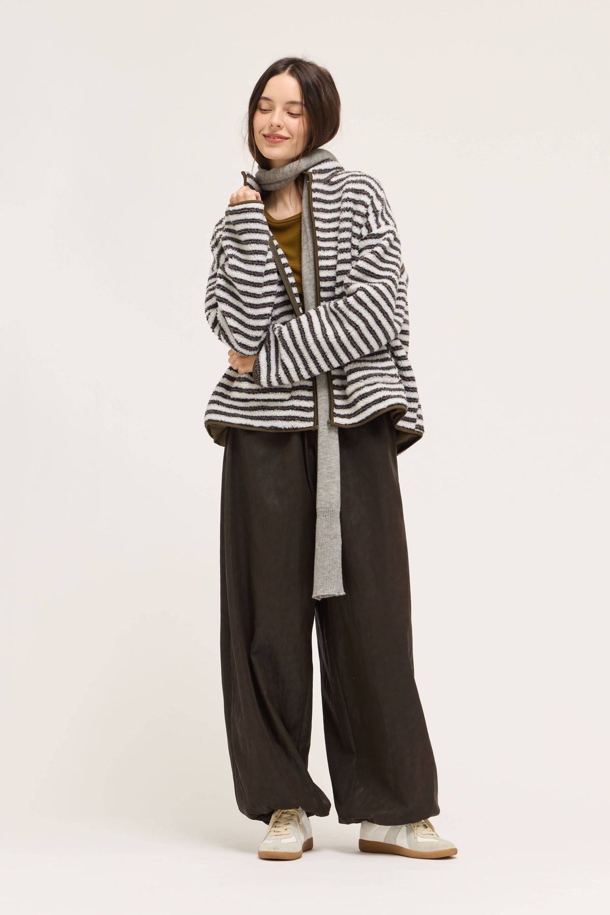 Stripe Fleece  Zip Jacket