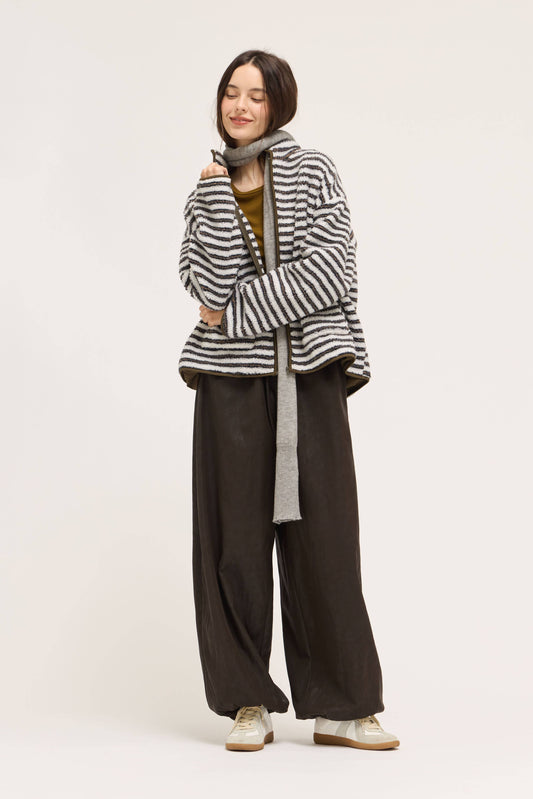 Stripe Fleece  Zip Jacket