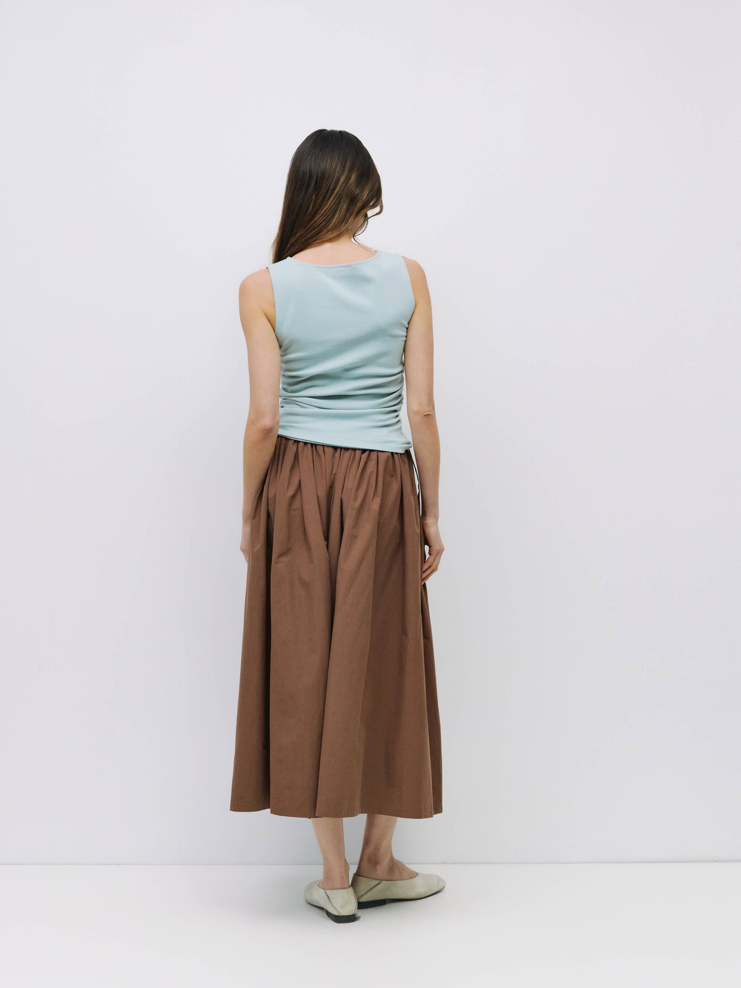 Boat Neck Ruched Knit Tank