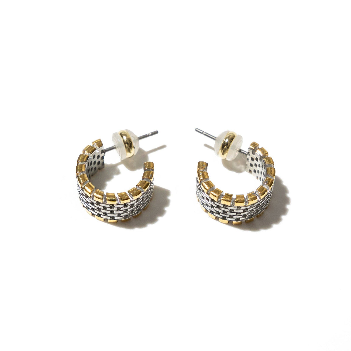 Two‑Tone Watch Hoop Earrings