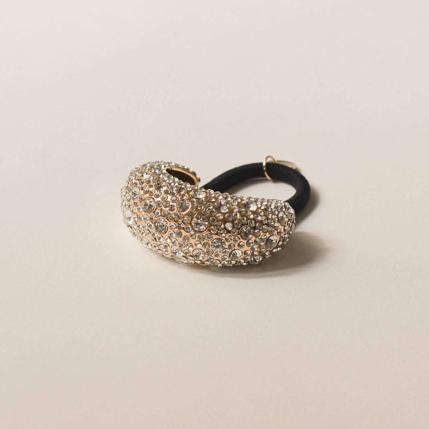 Gold Stone Crescent Metal Cuff Ponytail Hair Tie