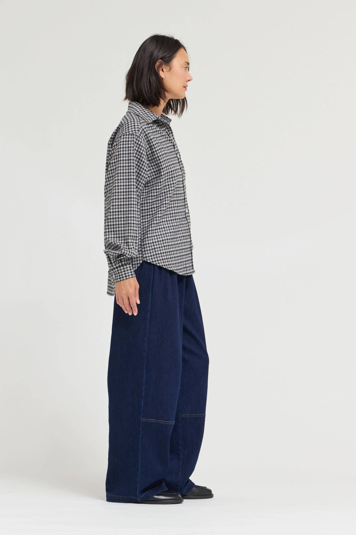 Black Checkered Flannel Button-Down Shirt