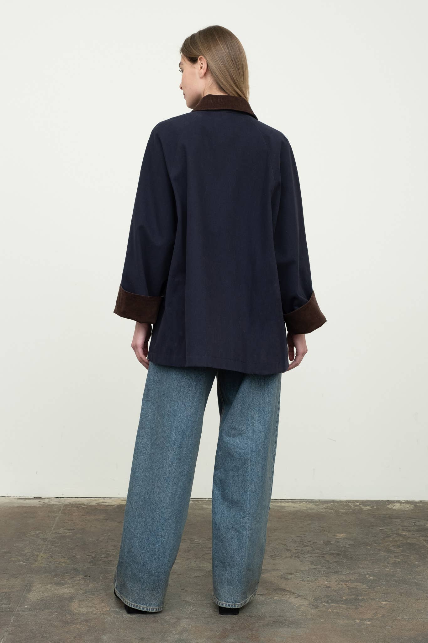 Navy Contrast Corduroy Barn Jacket