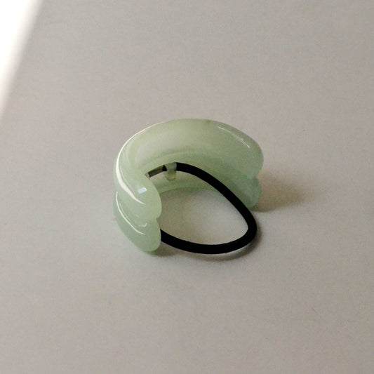 Wide Double Arch Acrylic Ponytail Hair Tie | Light Green