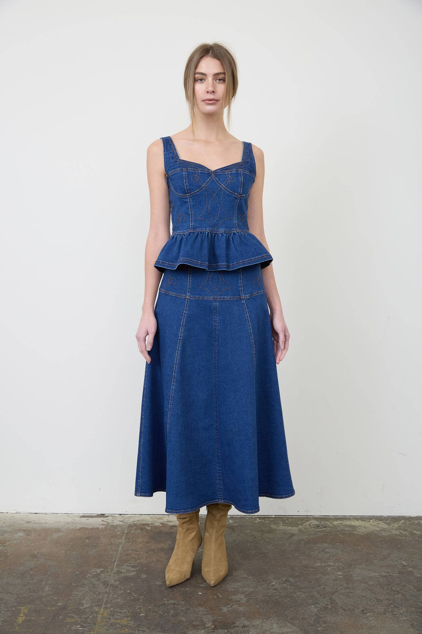 Denim Sleeveless Peplum Top