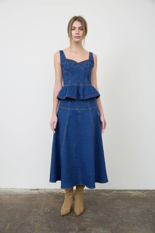 Denim Sleeveless Peplum Top