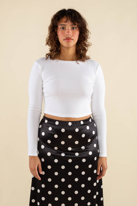 White Long Sleeve Baby Tee