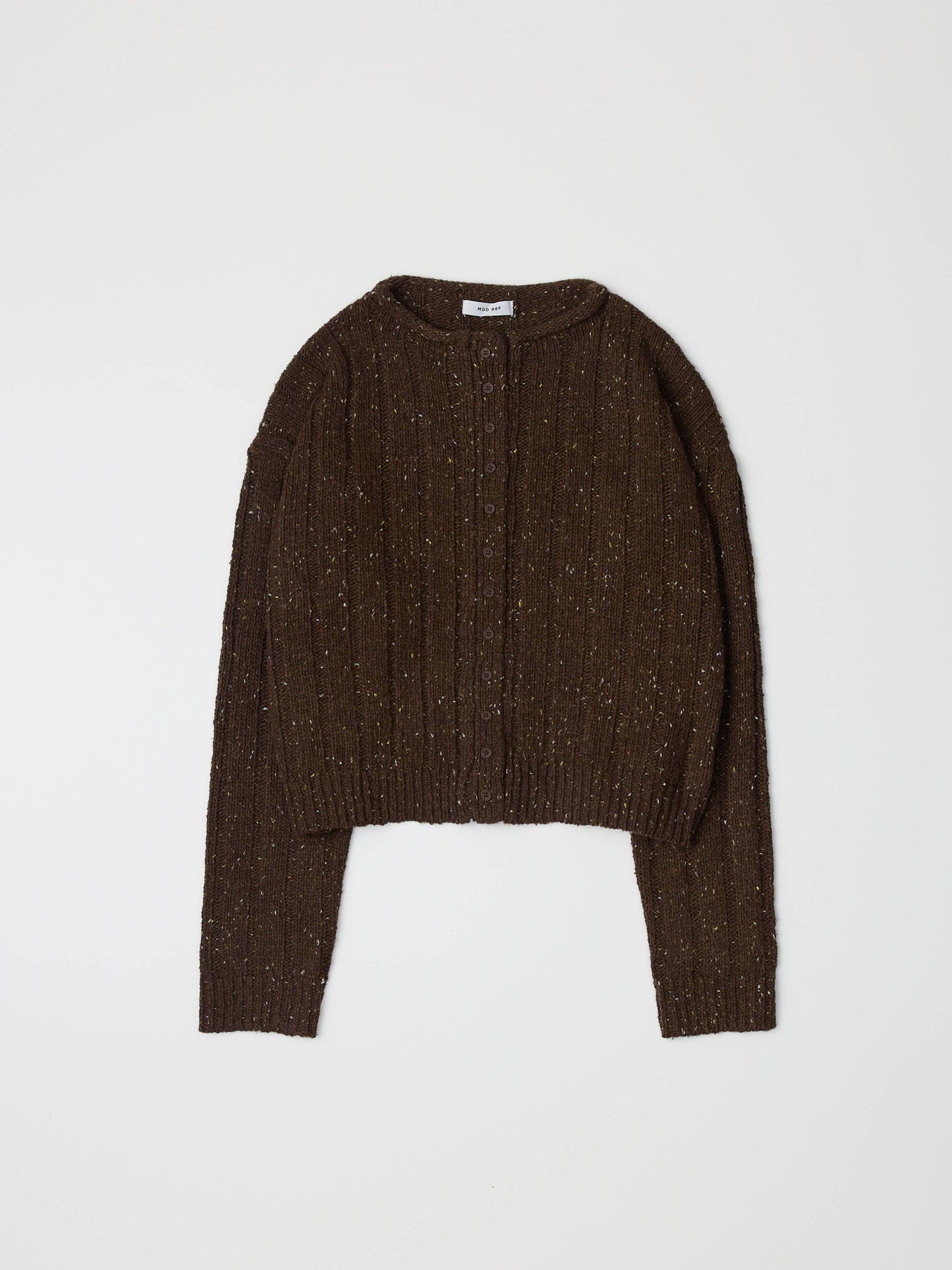 Brown Speckled Chunky Ribbed Cardigan