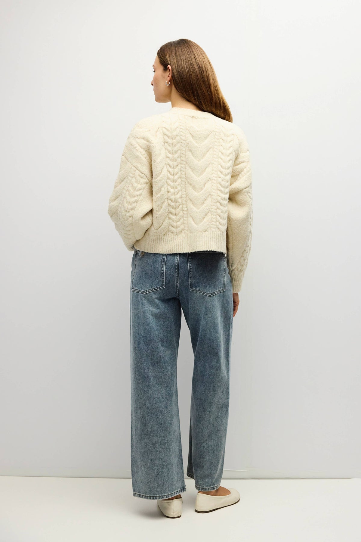 Cream Chunky Cable Knit Cardigan