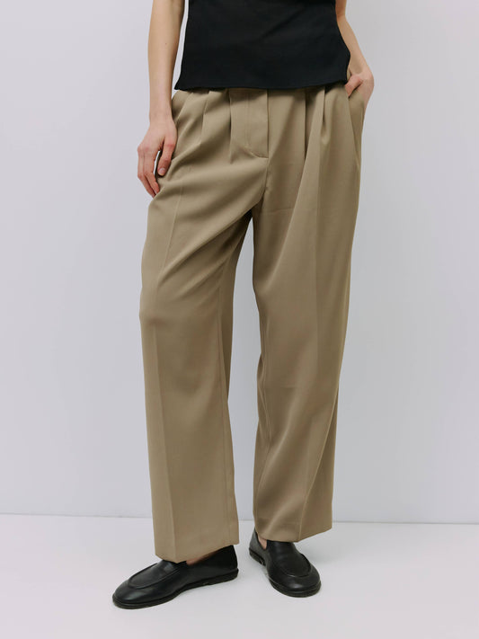 Pleated Tapered Ankle Trousers
