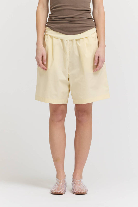 Butter Yellow Elastic Waist Bermuda Shorts