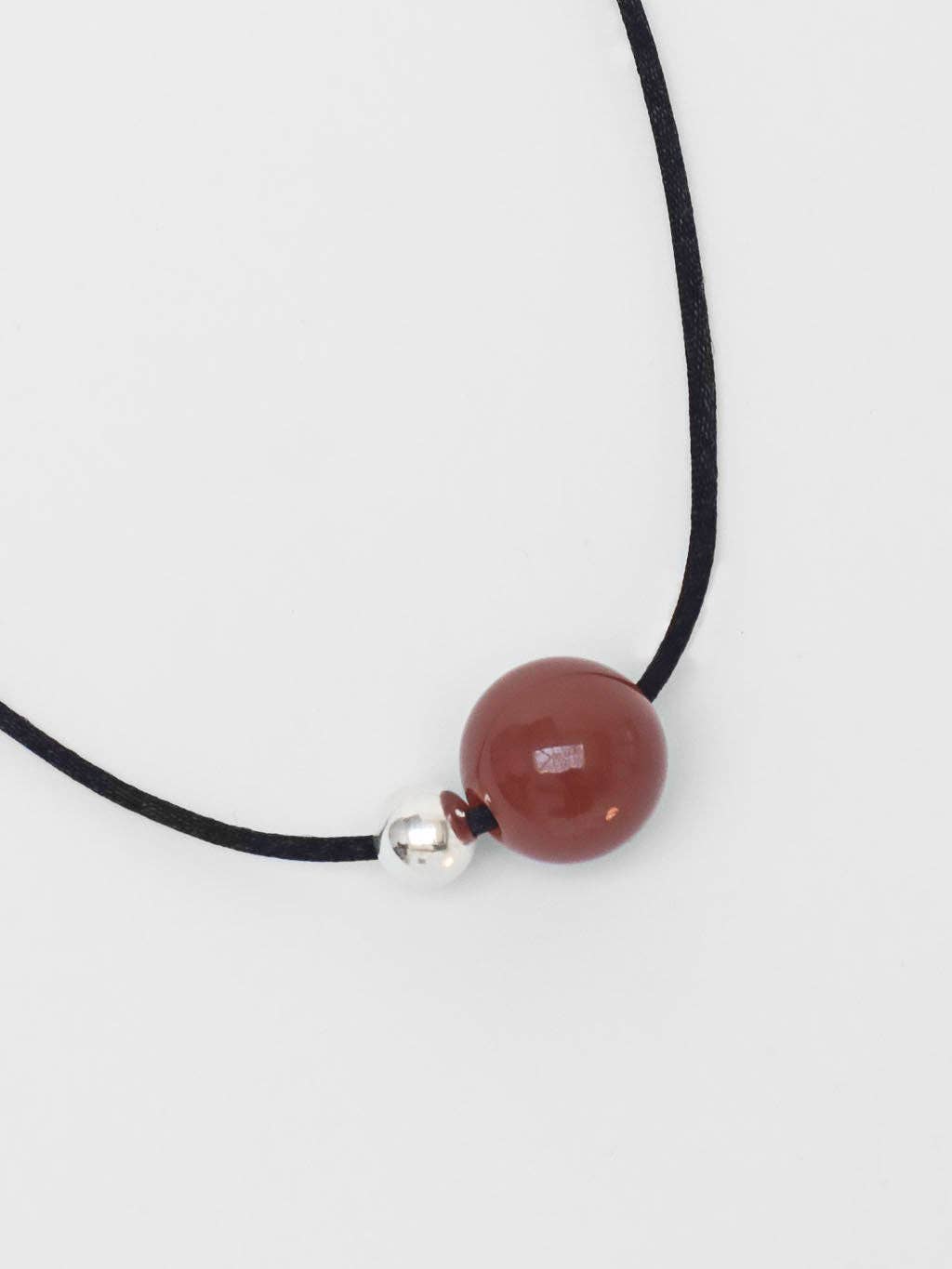 Red Agate Black Cord Necklace