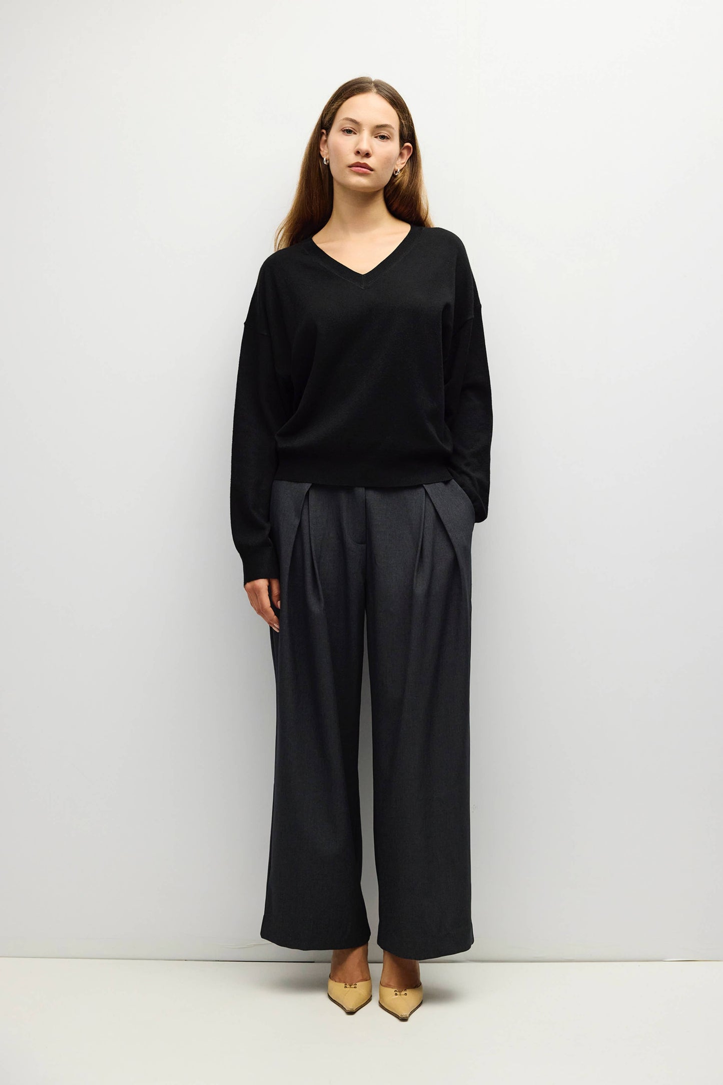 Oversized Black V-Neck Sweater