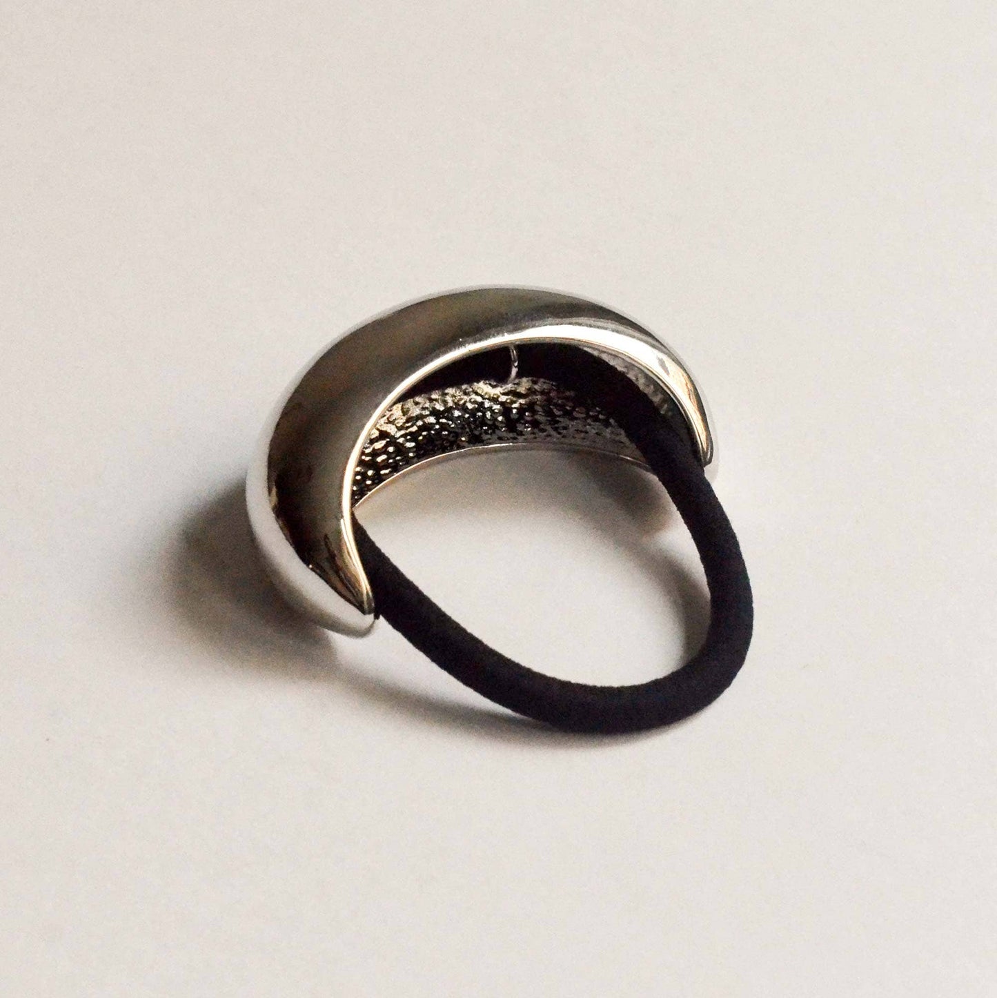 Silver Wide Crescent Metal Ponytail Hair Tie