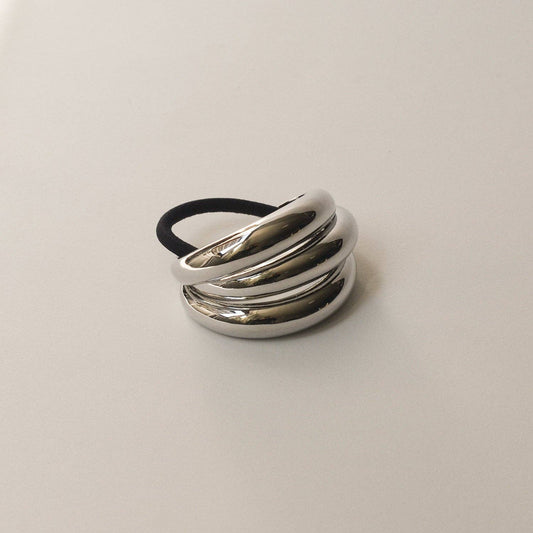 Silver Triple Arch Metal Ponytail Hair Tie