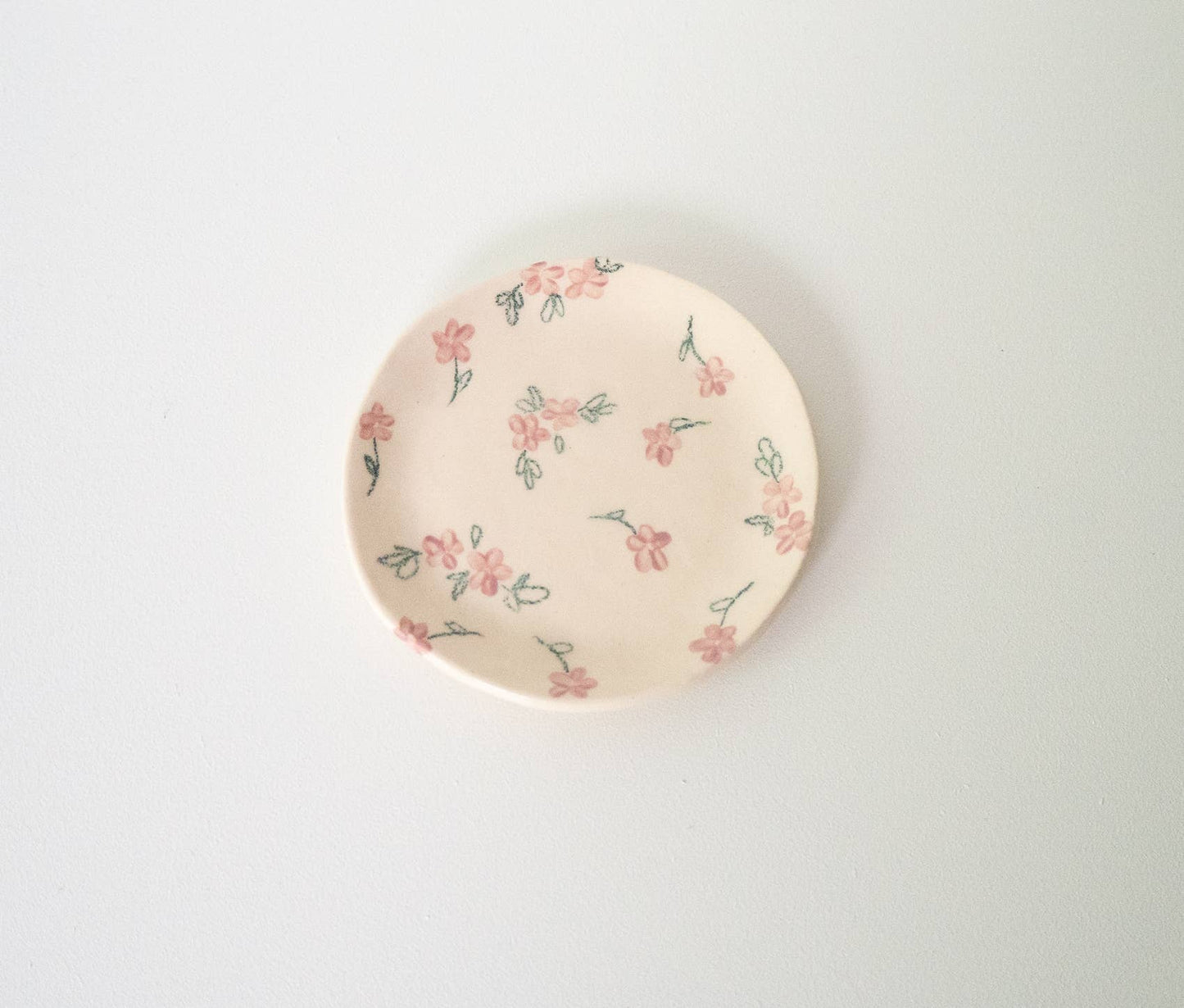 Handmade Ceramic Pink Wild Flowers Ring Dish