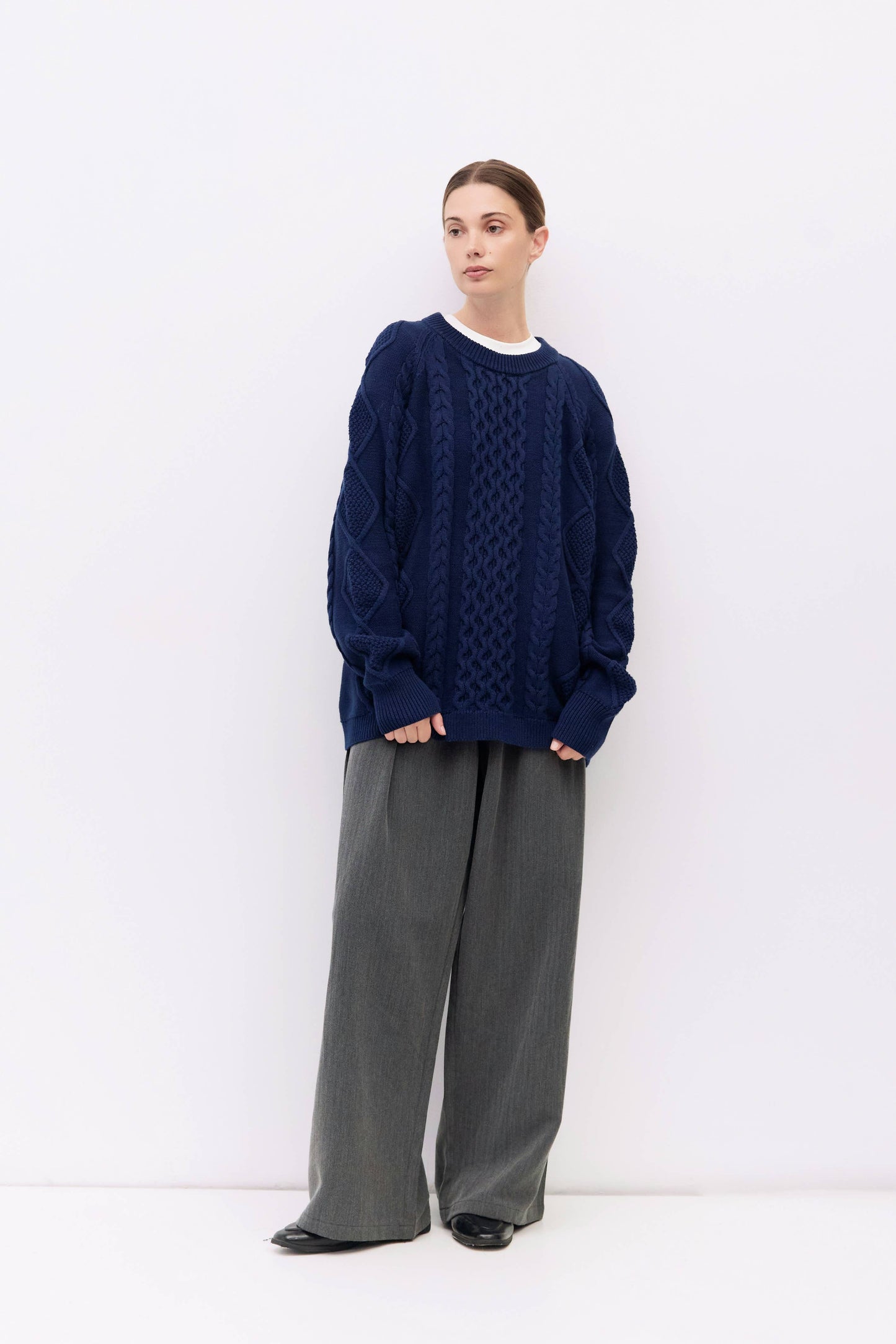 Cotton Cable Knit Pullover Sweater