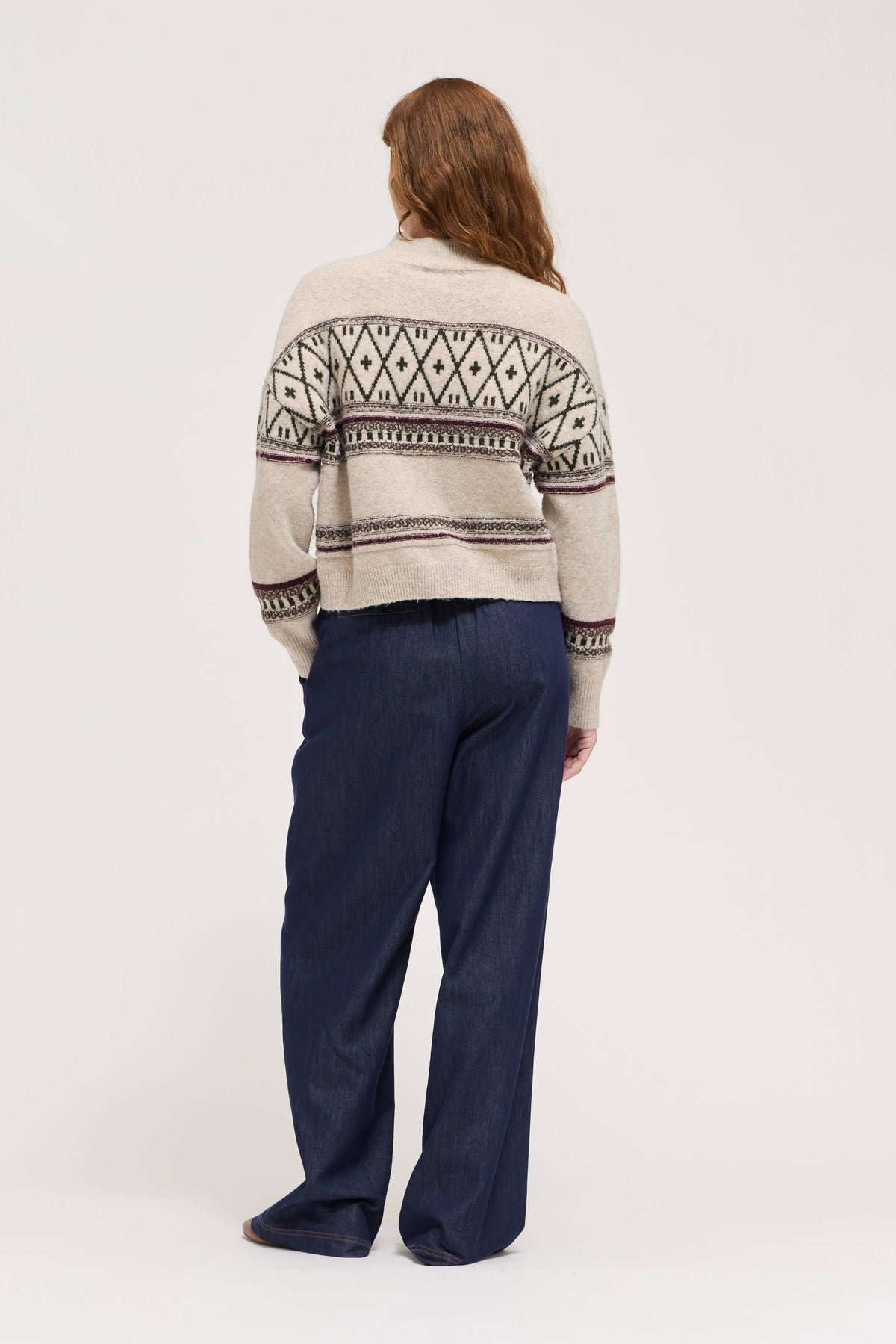 Oatmeal Patterned Zip-Up Sweater Jacket