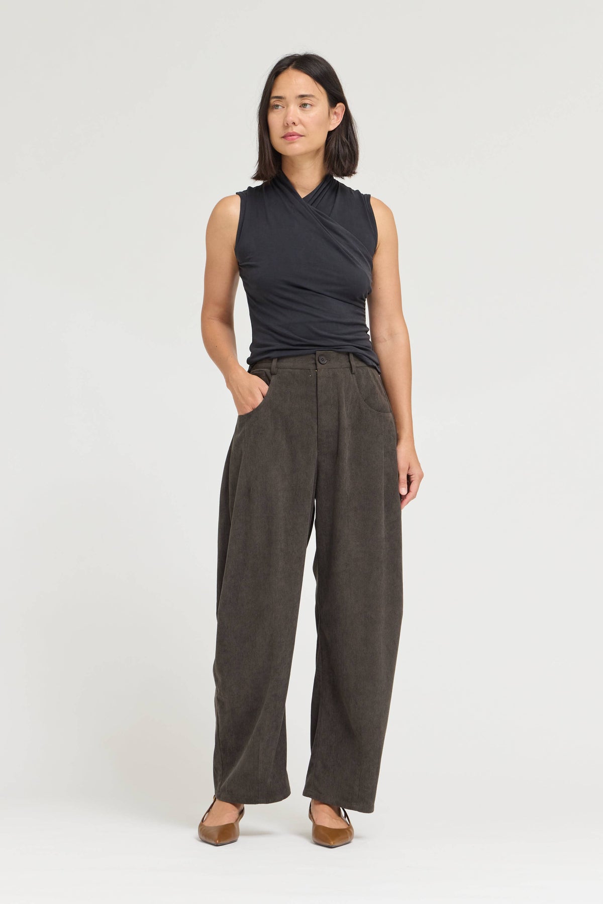 Earthy Olive Relaxed Corduroy Pants