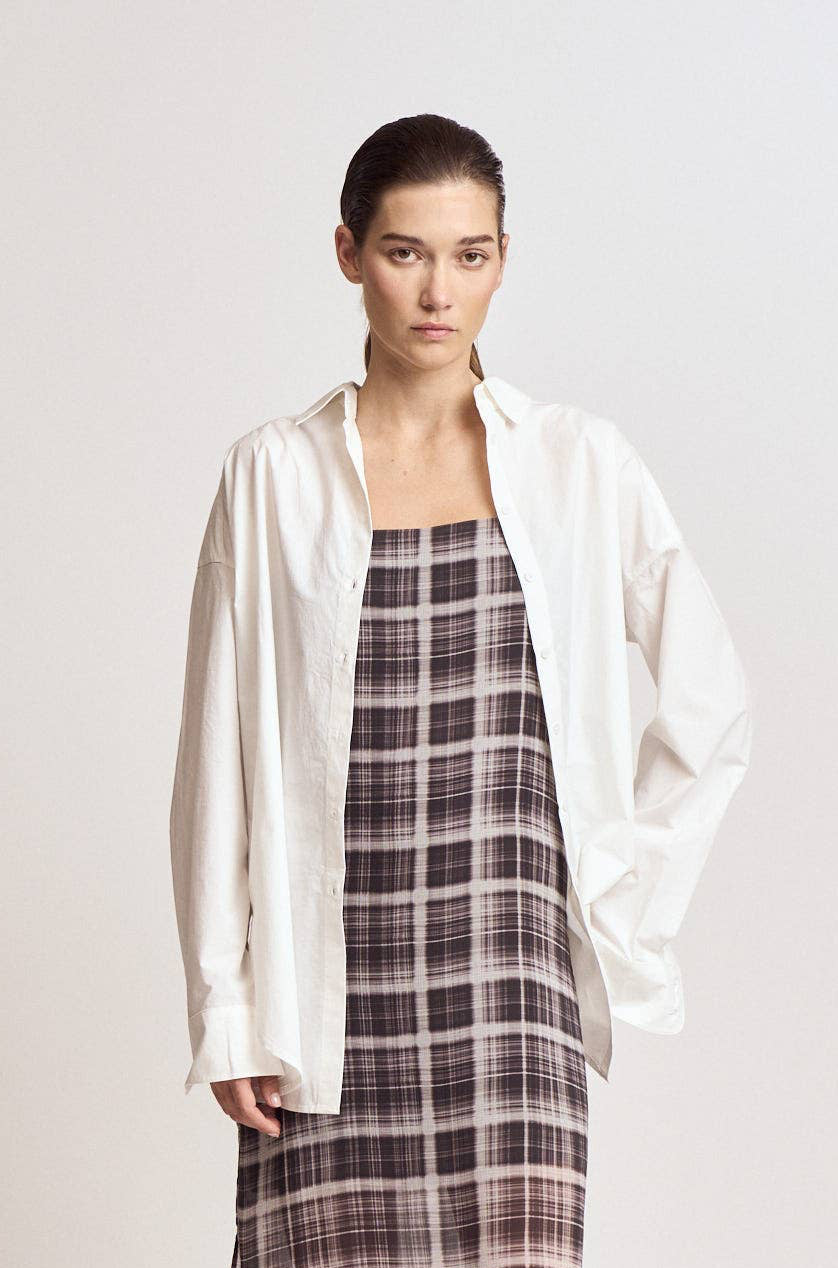 White Cotton Oversized Button-Up Shirt