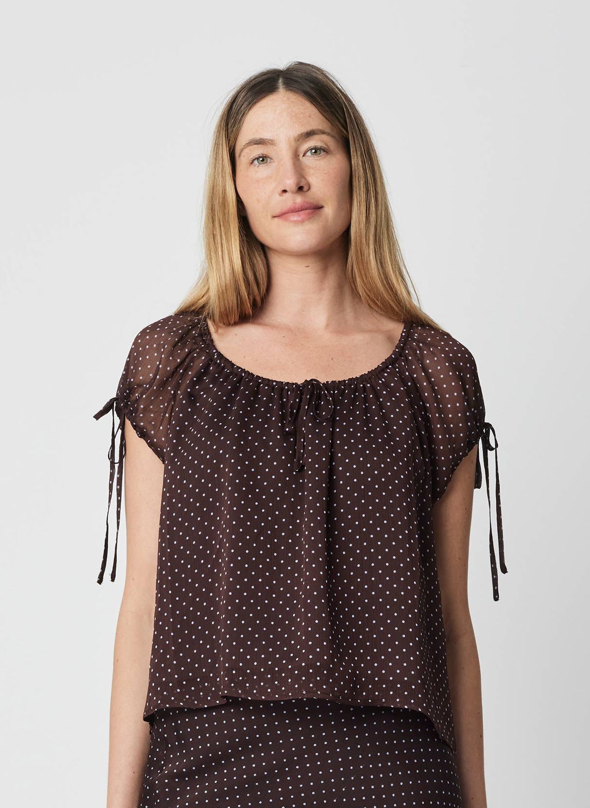 Sheer Polka Dot Chiffon Top