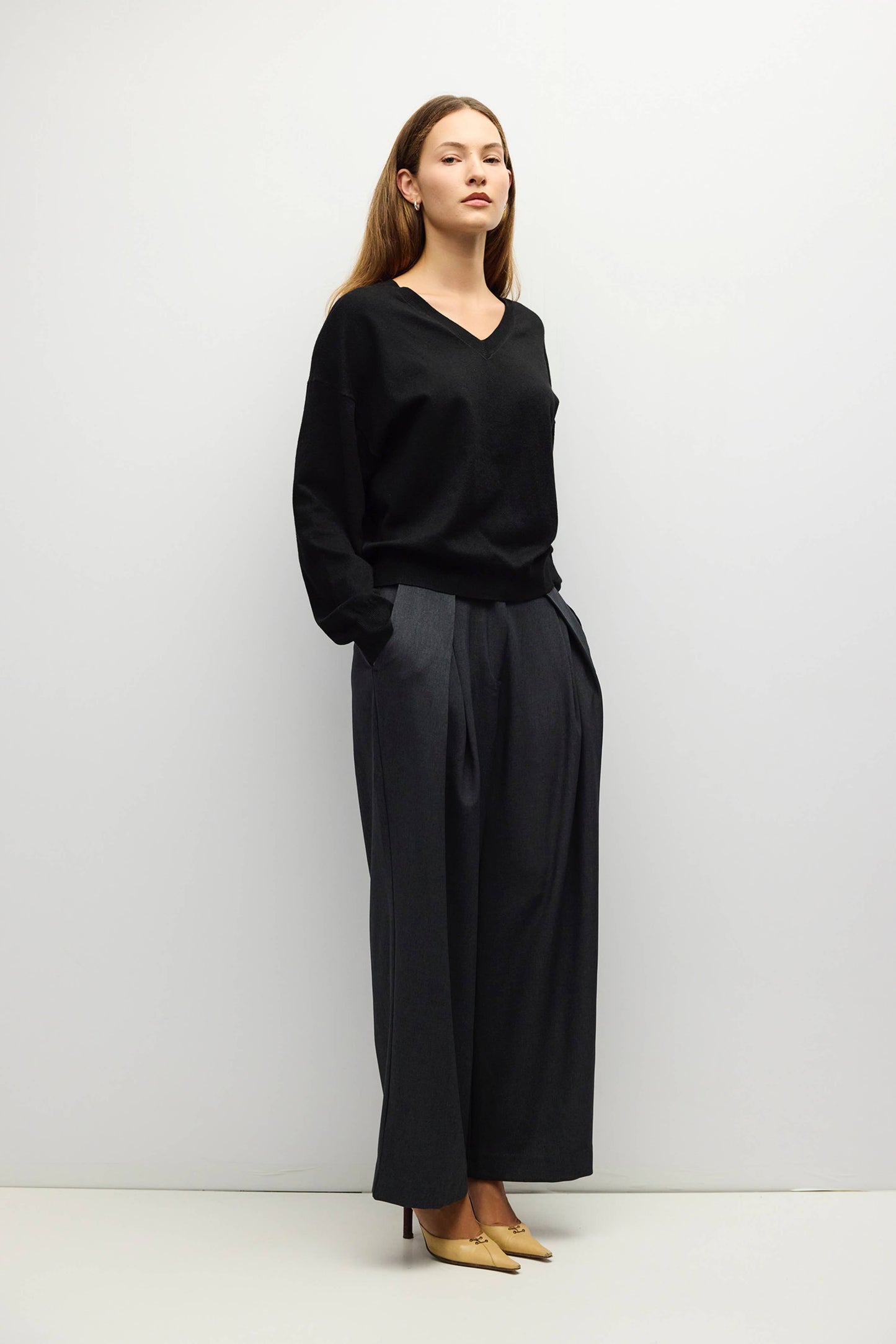 Oversized Black V-Neck Sweater