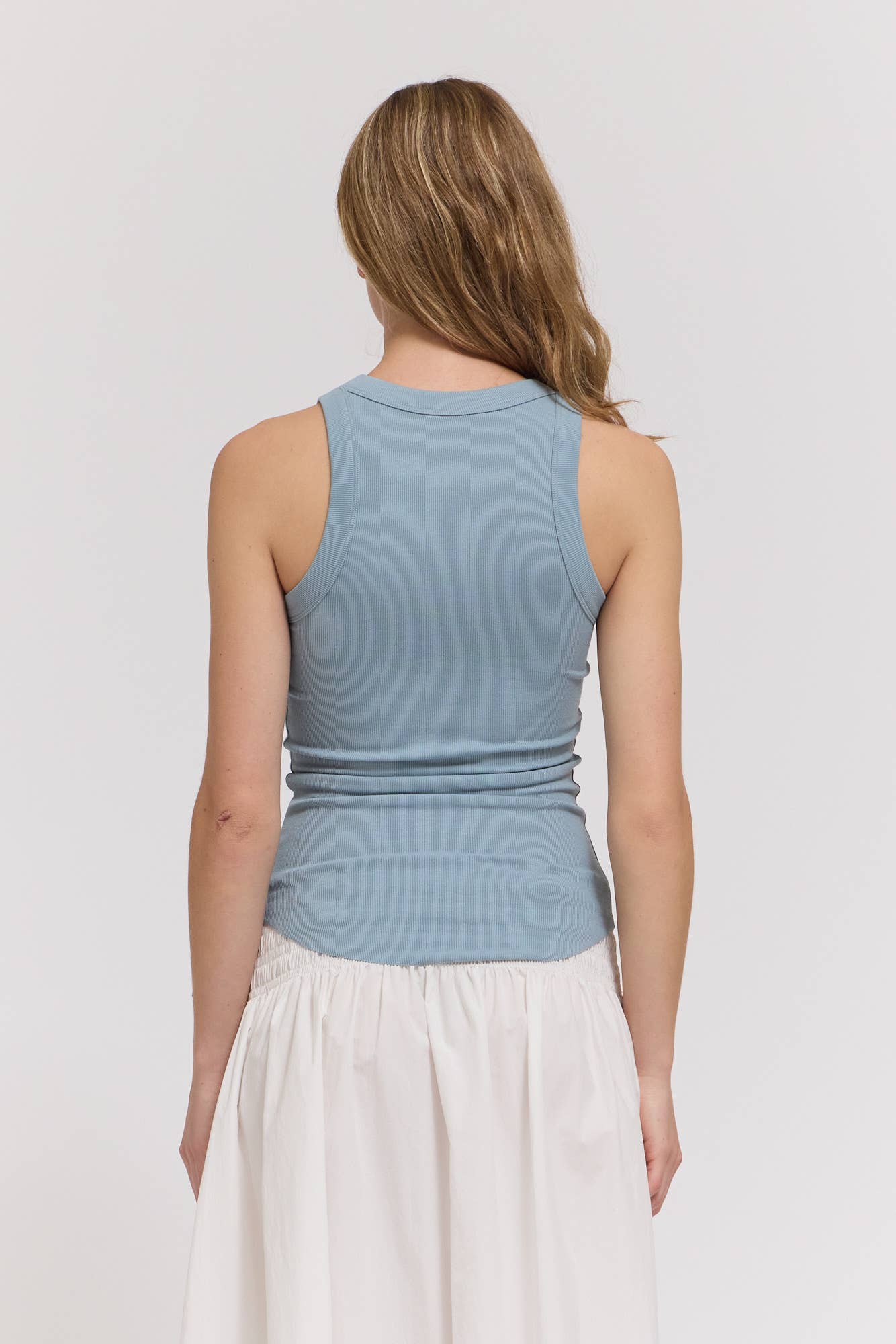 Jersey Knit Curved Hem Tank Top
