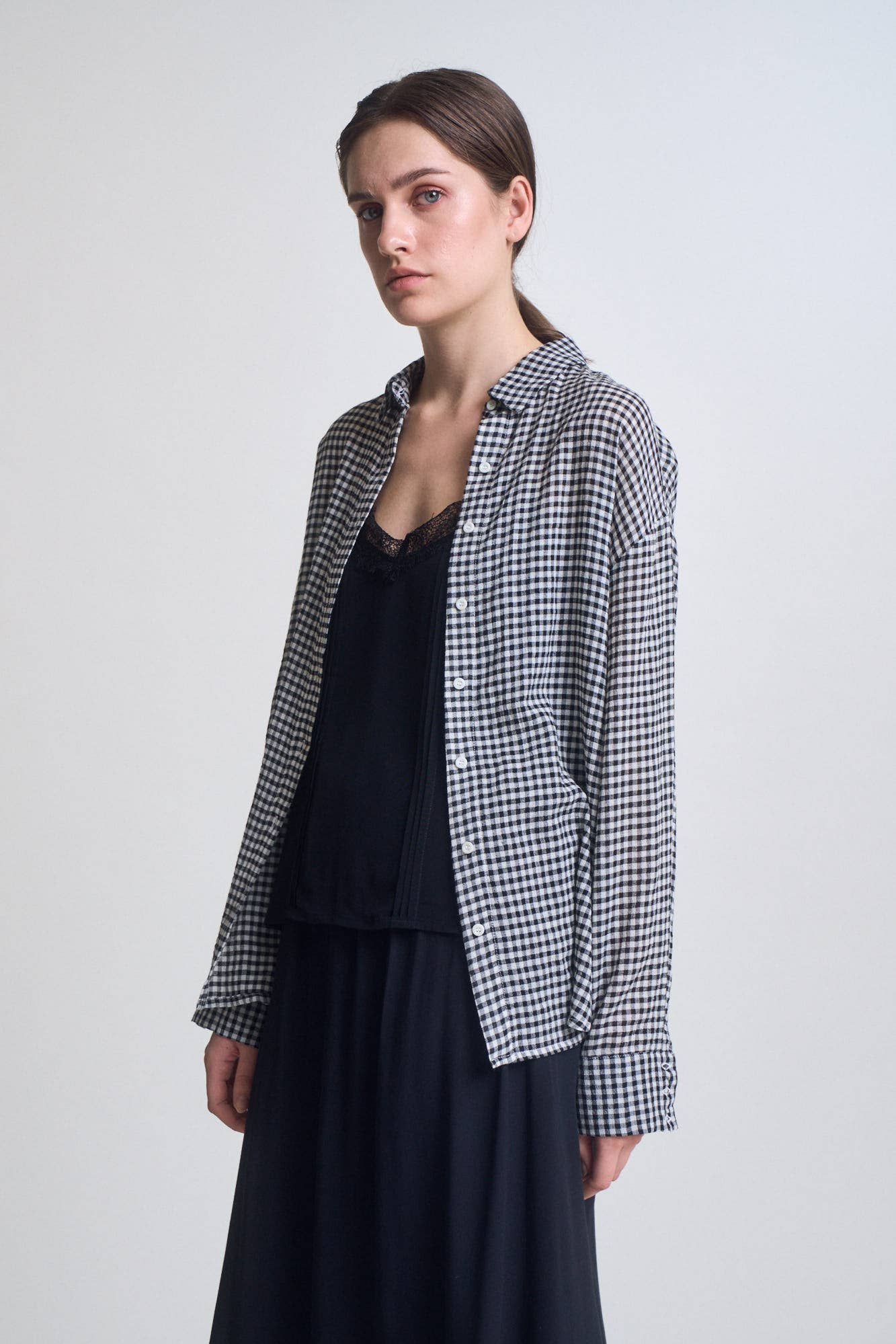 Black Check Button Up Shirt
