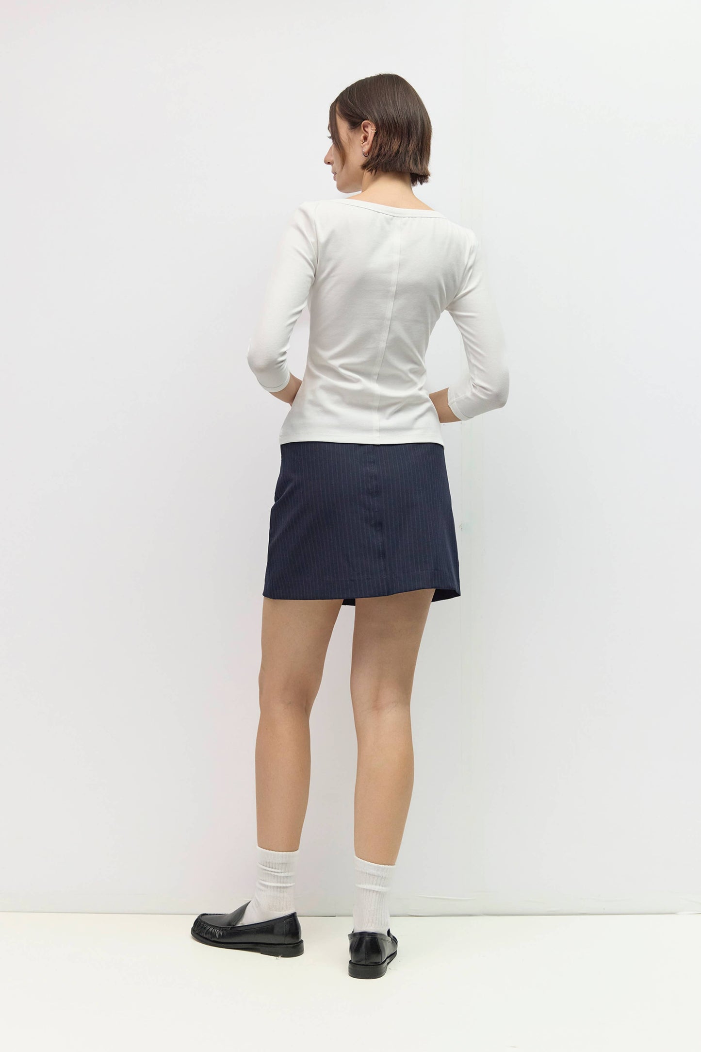 Ribbed Wide Neck Jersey Top