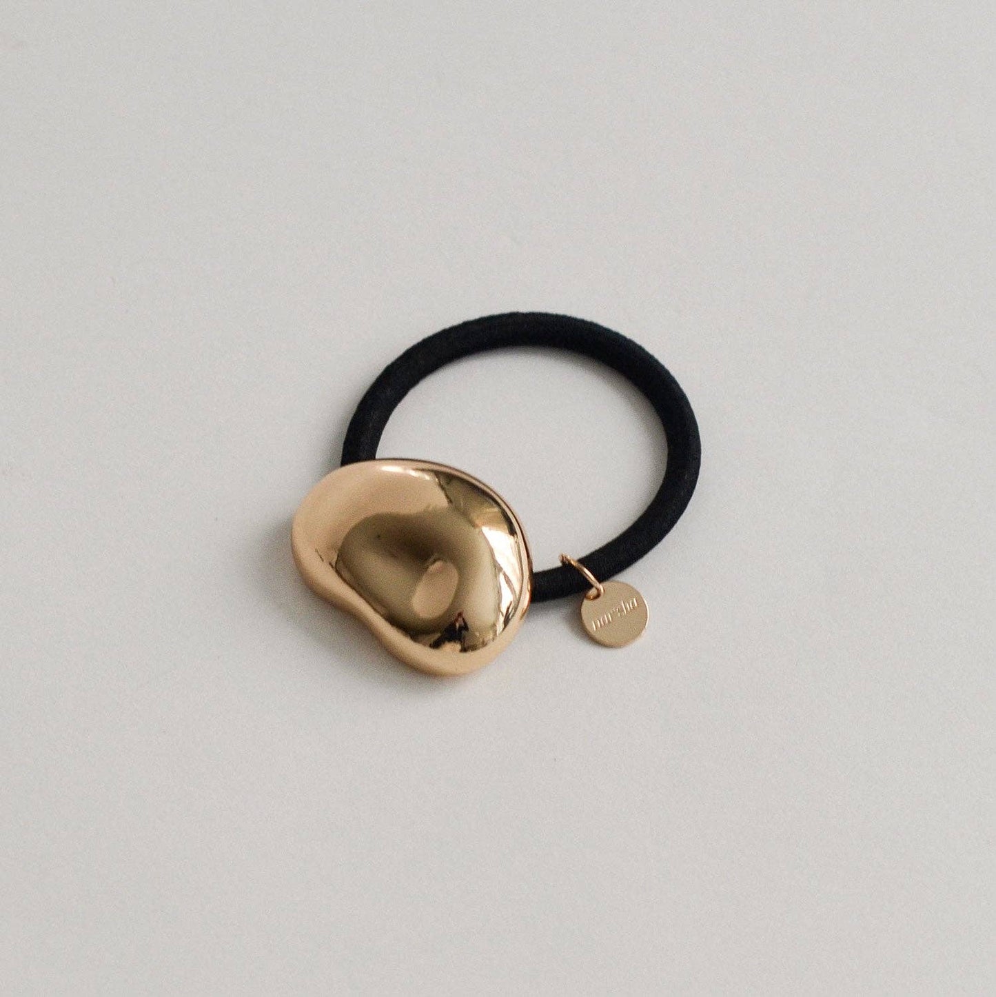 Gold Pebble-Shaped Metal Cuff Hair Tie